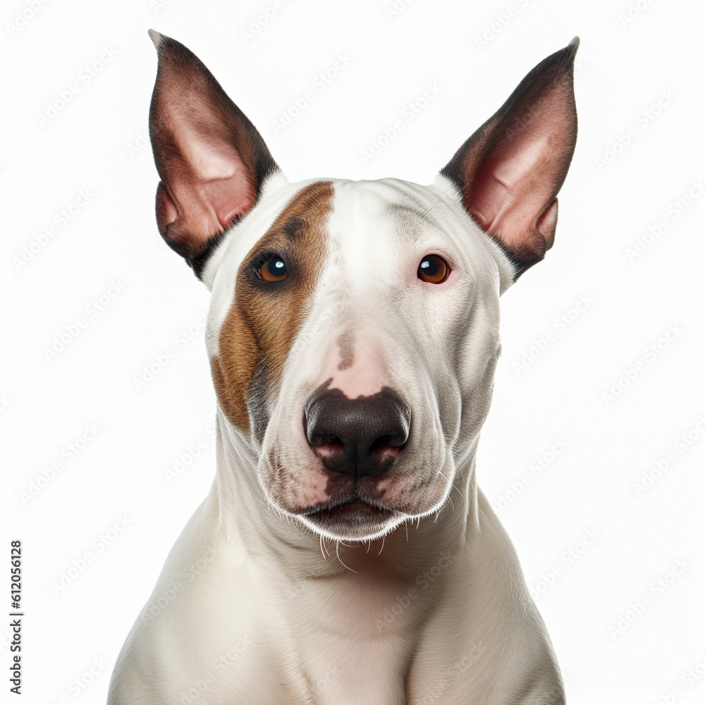 Bull Terrrier isolated in a white background, ai generative