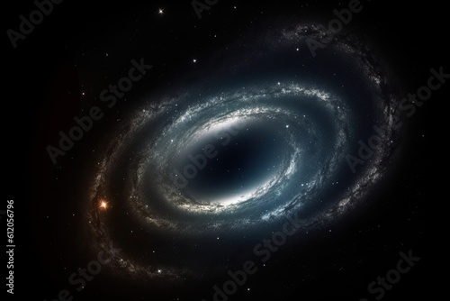 Galaxy in space, computer generated abstract background, 3D rendering, A monster black hole glowing in deep space, AI Generated
