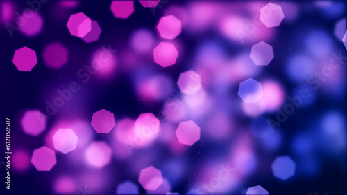 Abstract Sweet Artistic Dark Shine Purple Lilac Blurry Focus Falling Heptagonal Soft Bokeh Lights With Glitter Sparkle Background