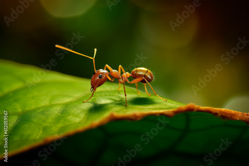 Generative AI. an ant on a leaf © imur