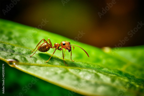Generative AI. an ant on a leaf © imur