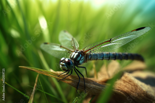Generative AI. a dragonfly in the grass