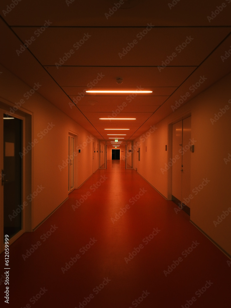 Red corridor in the basement