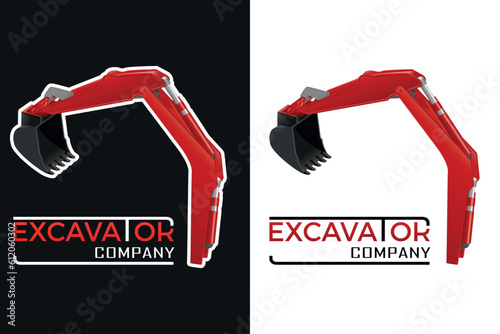 Bagger, Excavator, Baggerarm - Betrieb Firma Logo Design