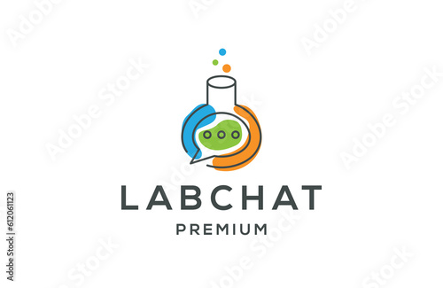 Lab chat logo icon design template flat vector