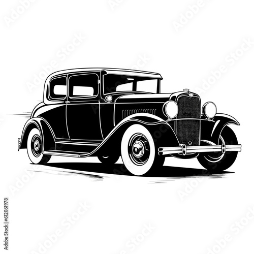 Vintage car silhouette. Vector illustration, white background © somuttes