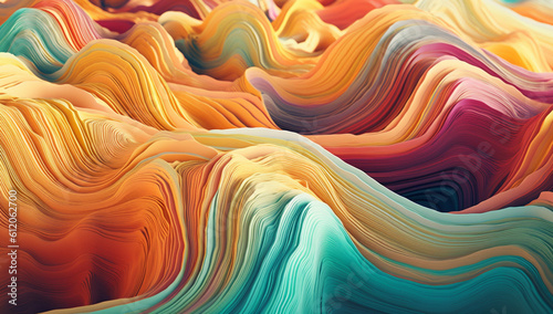 Abstract wavy colorful wallpaper art made with Generative AI