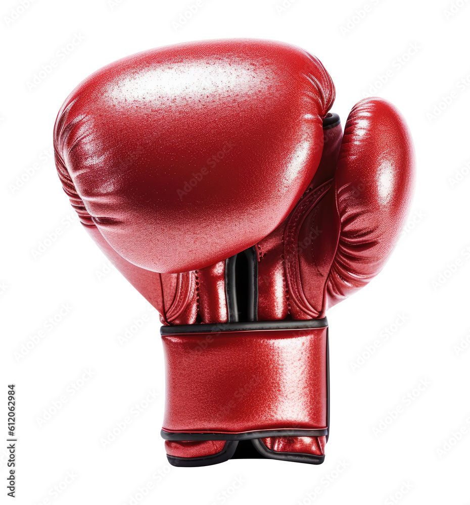 Red boxing glove isolated on white, transparent background, PNG, generative ai