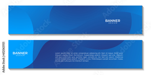 set of banners modern simple blue wave gradient vector background for business
