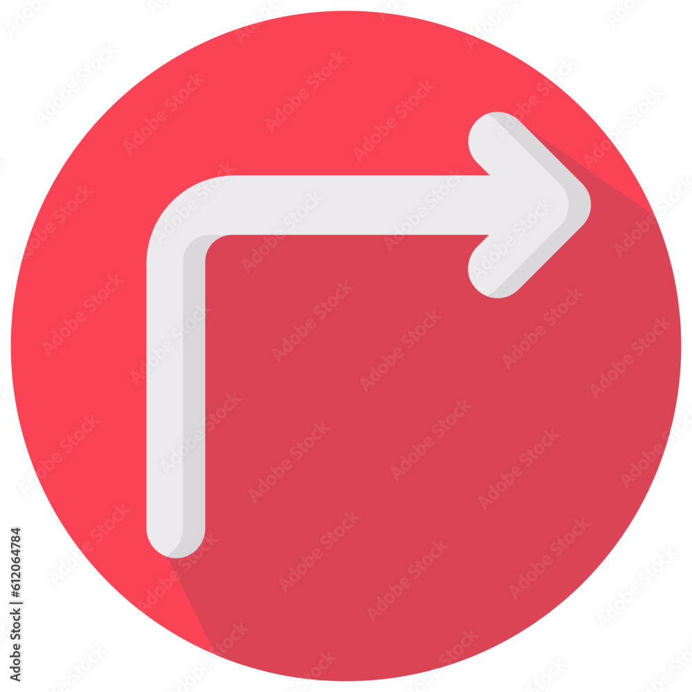 curved right arrow round flat vector icon curved right arrow round flat vector icon