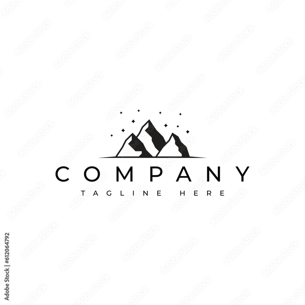 mountain ice or iceberg with stars logo design mountain ice or iceberg with stars logo design