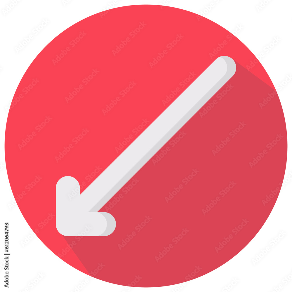 left down arrow round flat vector icon left down arrow round flat vector icon