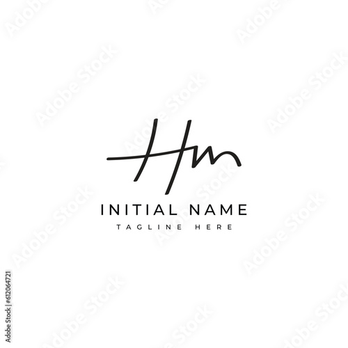 abstract HM handwritten logo design