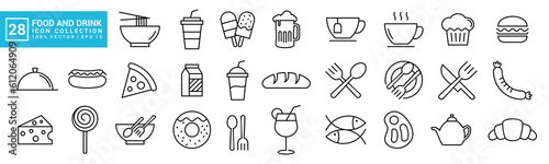 Food and drink icon collection, breakfast, delicious, nutritious, editable and resizable vector icons EPS 10.