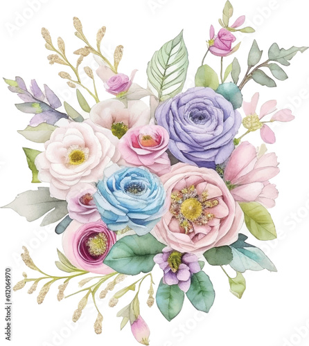 Wedding flower bouquet watercolor