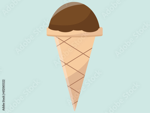 チョコレートアイスクリーム。ソフトクリーム。ベクターイラスト