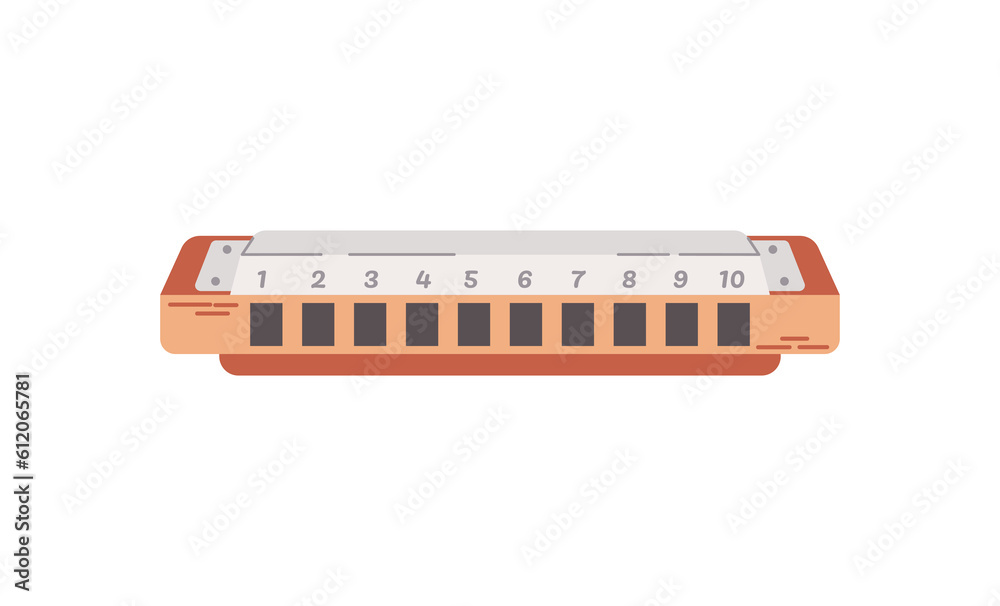 Harmonica isolated on white background. Wind musical instrument. Vector cartoon illustration. Harmonica isolated on white background. Wind musical instrument. Vector cartoon illustration.