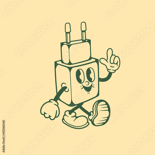 Vintage character design of a mobile phone charging head