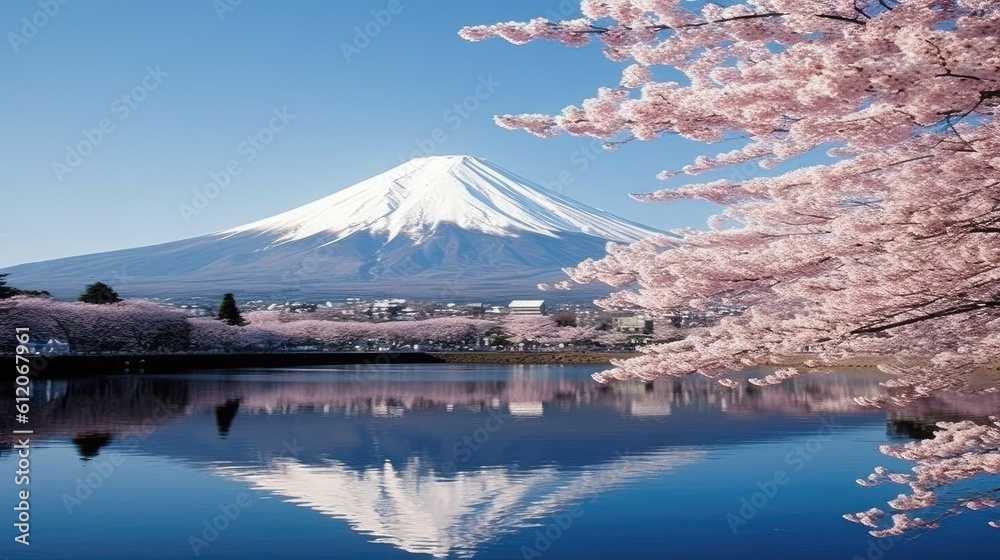 Naklejka premium Mount Fuji digitally illustrated