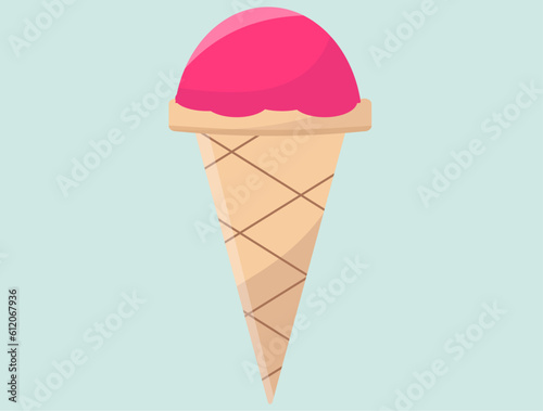 ストロベリーアイスクリーム。ソフトクリーム。ベクターイラスト