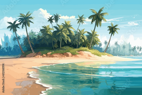 beach with palm trees and sea