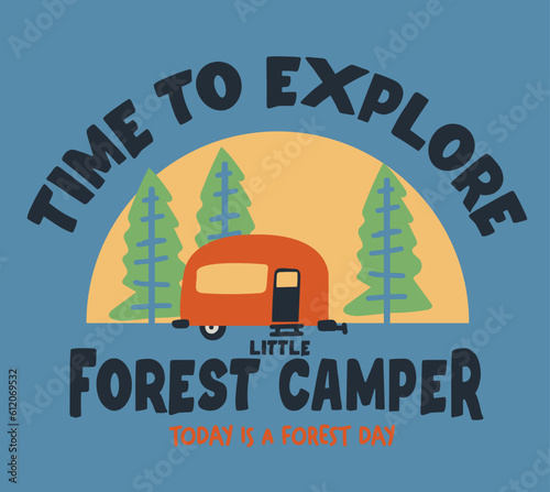 vector camping illustration and outdoor print for t shirts 