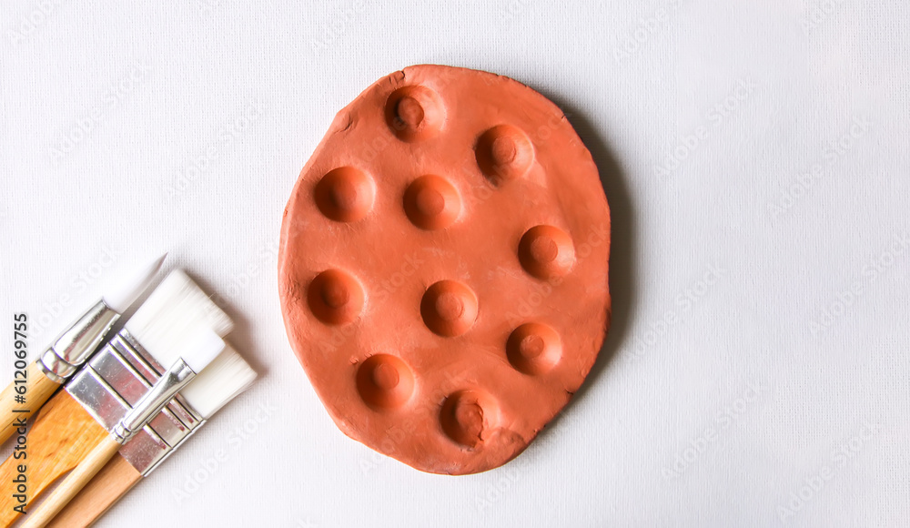 Handmade clay palette for painting. Handmade clay palette for painting.