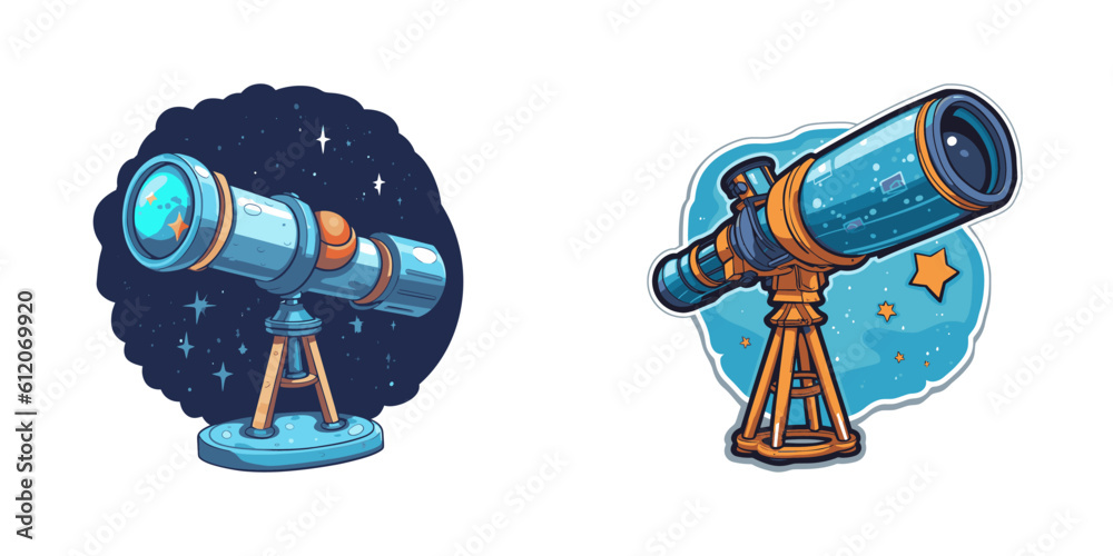 Cartoon telescope on a white background. Vector illustration.