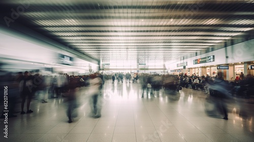 Busy airport terminal. Generative AI