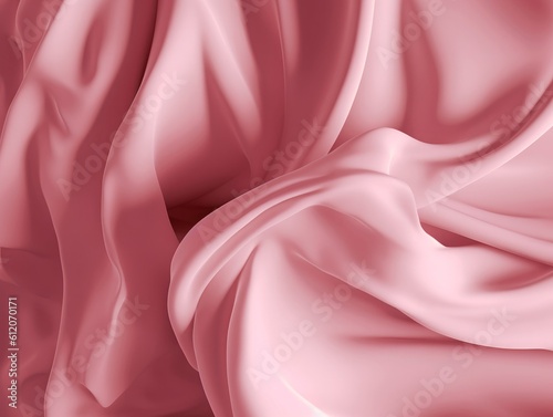 3d render, abstract background with waving floating pink silk drapery, wavy fashion wallpaper, falling cloth, Generative AI