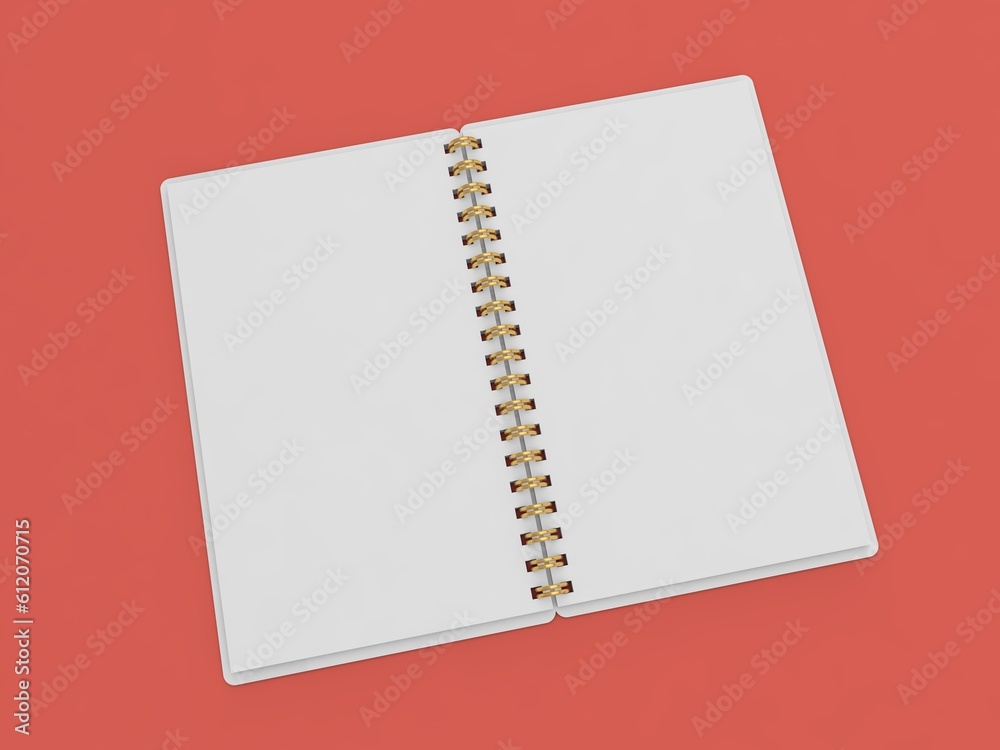 White notepad mockup on red background. 3d render illustration. White notepad mockup on red background. 3d render illustration.