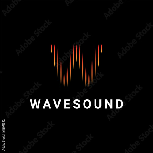 Letter w wave sound logo design concept