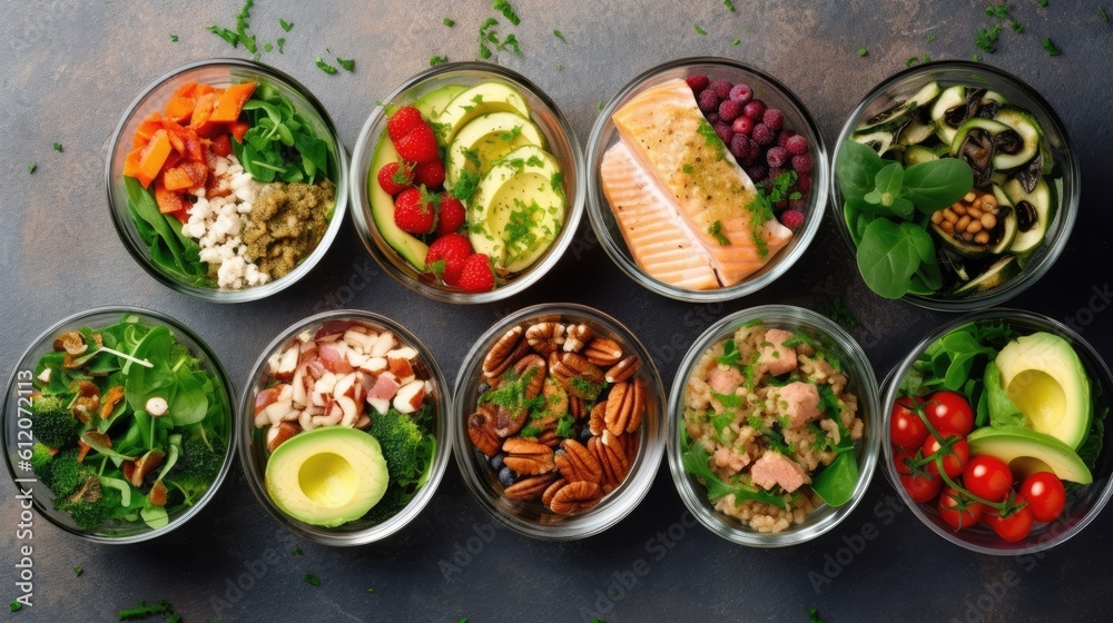Assortment of healthy food dishes Assortment of healthy food dishes