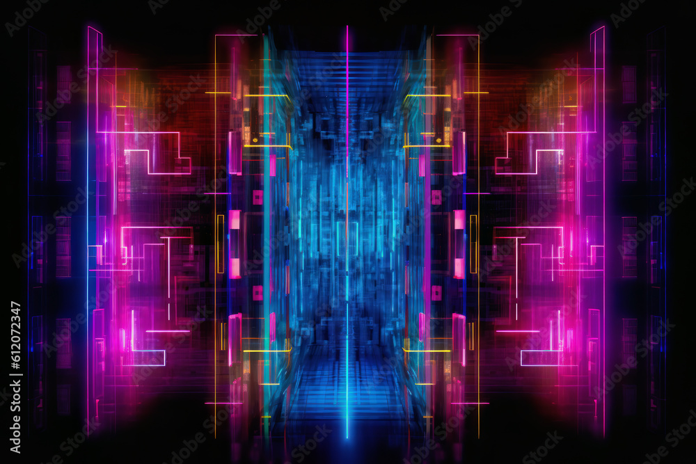 Big data technology and data science revolutionizing business analytics, financial analysis, and futuristic information network neon glow. Ai generative. Big data technology and data science revolutionizing business analytics, financial analysis, and futuristic information network neon glow. Ai generative.