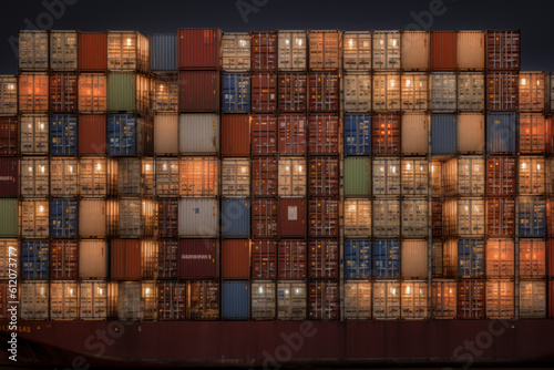Industrial transportation and distribution at a commercial dock, enhancing logistics with modern container handling and storage facilities efficient cargo operations. Ai generative.