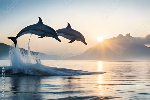 dolphin jumping into the sea