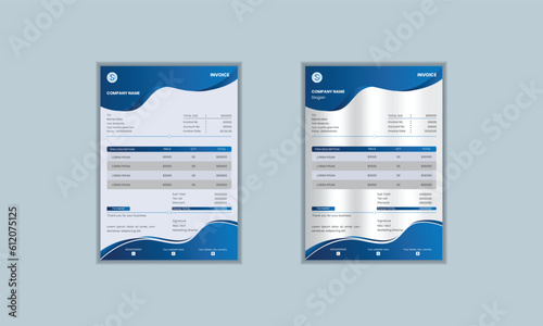 Creative and professional invoice design for official company and business.