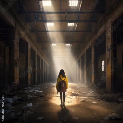 URBEX YOUNG WOMAN INSIDE AN ABANDONED FACTORY  © jechm