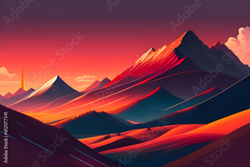 Sunset Mountain Range photo