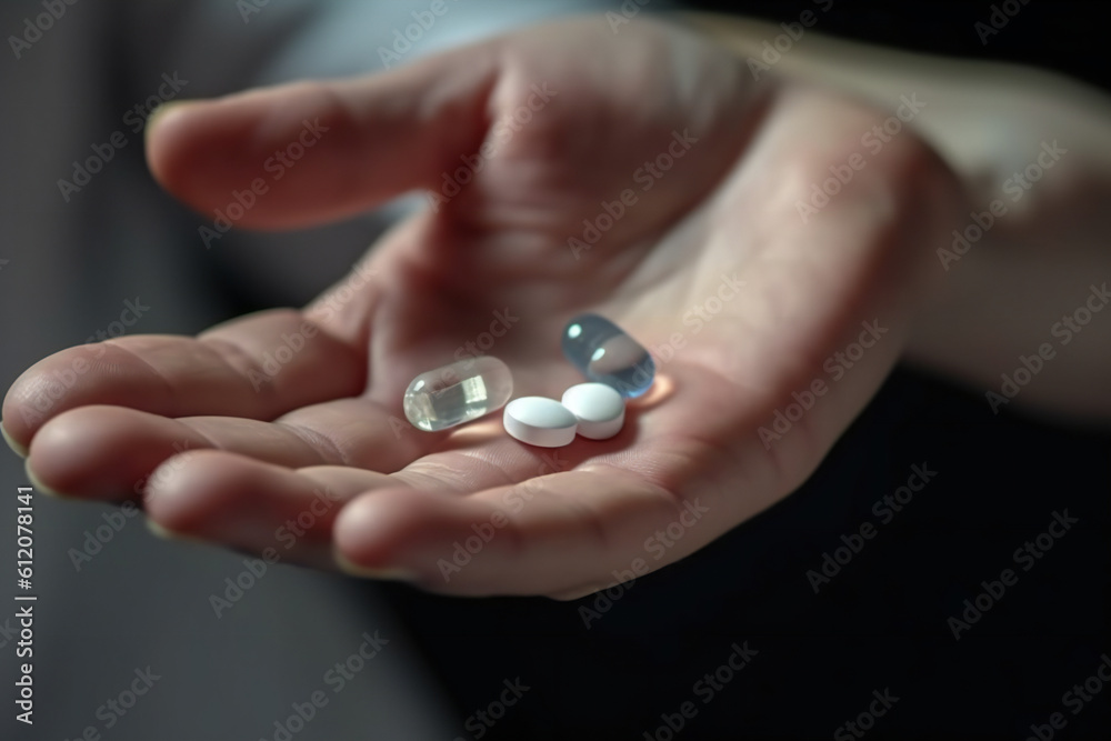 person holding pills, medical problems, ai generated person holding pills, medical problems, ai generated