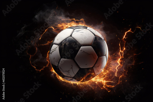 soccer ball with fire  ai generated