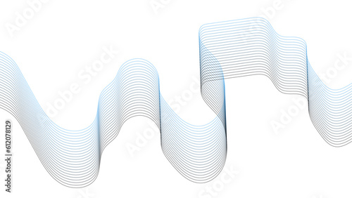 Modern abstract glowing wave background. Abstract colorful blue, black wave lines and technology background. Blue-violet abstract lines. Sound waves on a white background for your design. 