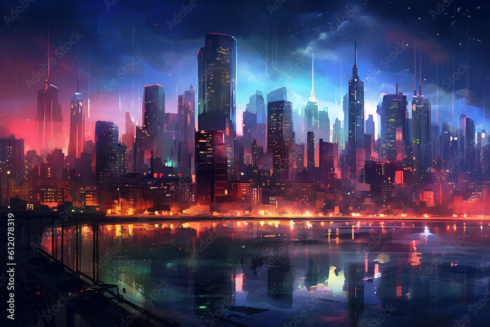 city skyline at night city skyline at night