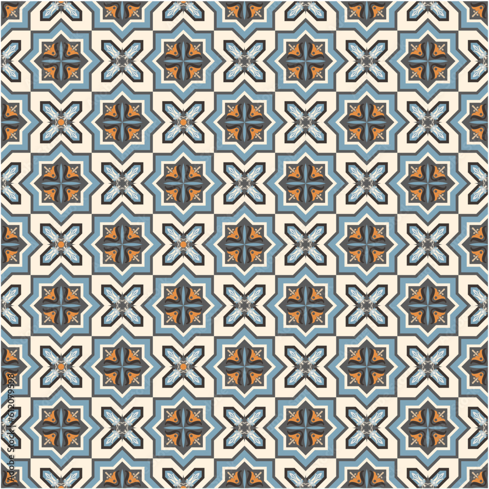 Seamless geometric vector pattern in oriental style. Abstract retro vector texture. Vintage Islamic wallpaper. Lattice graphic design. Vector modern tiles pattern.