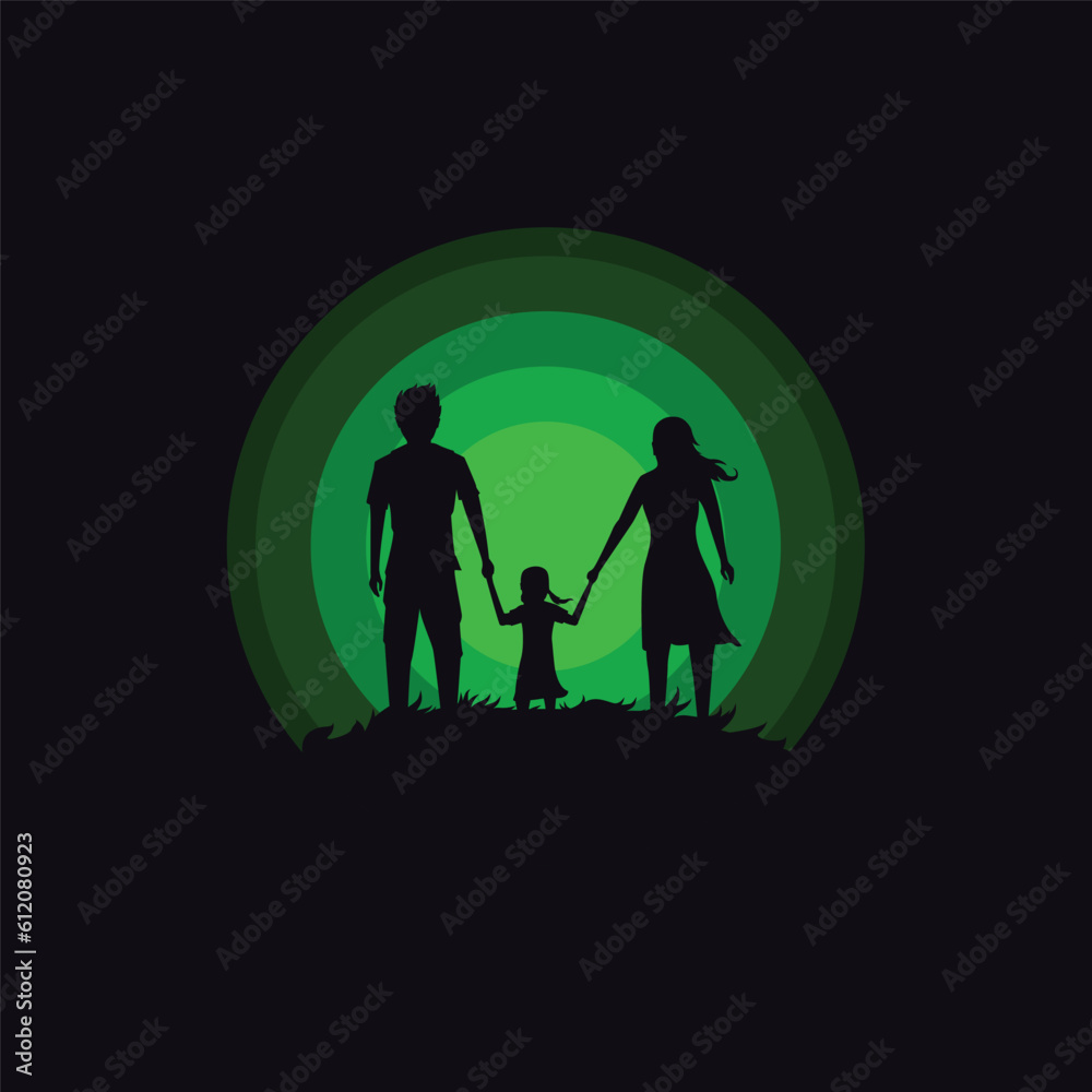 Happy Family with Kids Cartoon Flat Illustration Happy Family with Kids Cartoon Flat Illustration