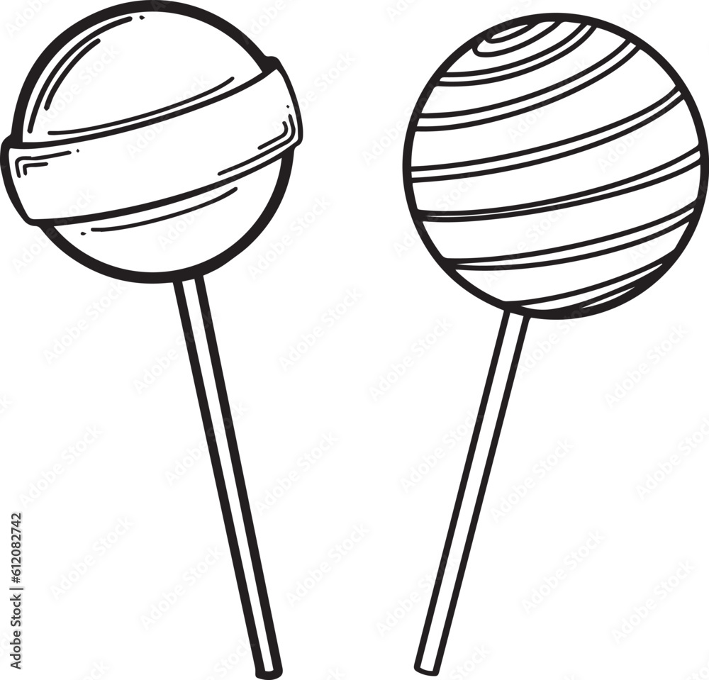 lollipop candy isolated icon set Outline Simple vector illustration ...