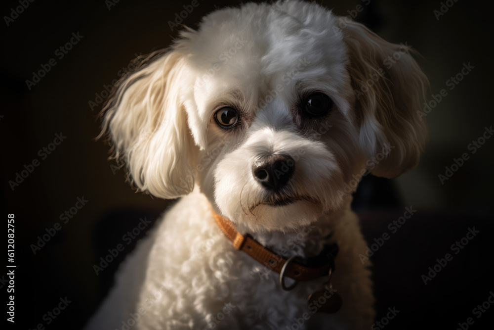 Portrait of a dog of the Bichon Frise breed close-up, generative ai Portrait of a dog of the Bichon Frise breed close-up, generative ai