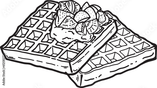Waffle, whipped, cream strawberry icon Outline Simple vector illustration