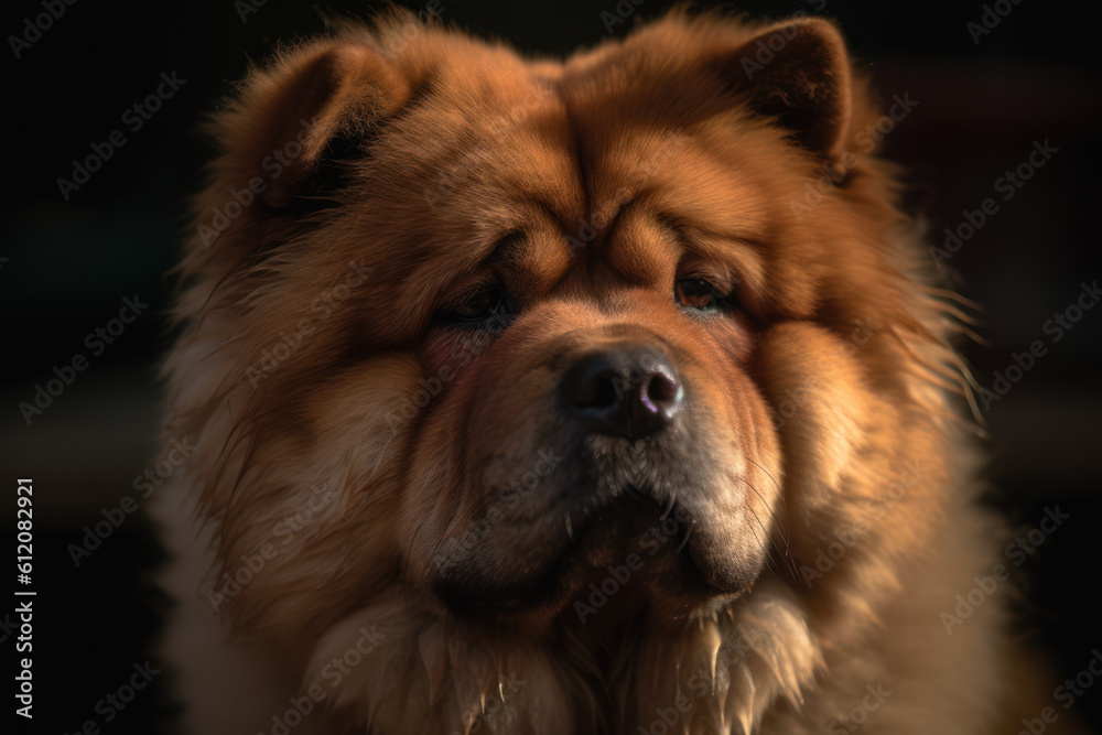 Portrait of a dog of the Chow Chow breed close-up, generative ai Portrait of a dog of the Chow Chow breed close-up, generative ai