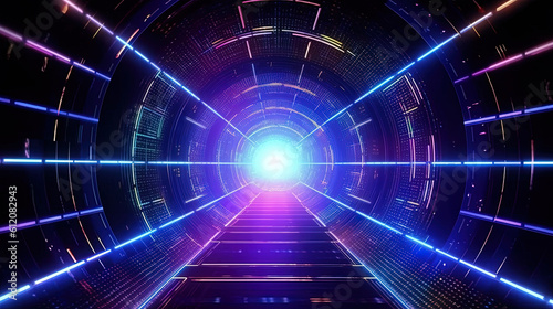 Unlocking the Future: Exploring the Significance of Technology Key in an Abstract High-Speed Tunnel. Ai Generative.